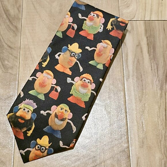 Vintage 1995 Ralph Marlin Mr. Potato Head Novelty Neck Tie Black 56" EUC - Picture 1 of 9
